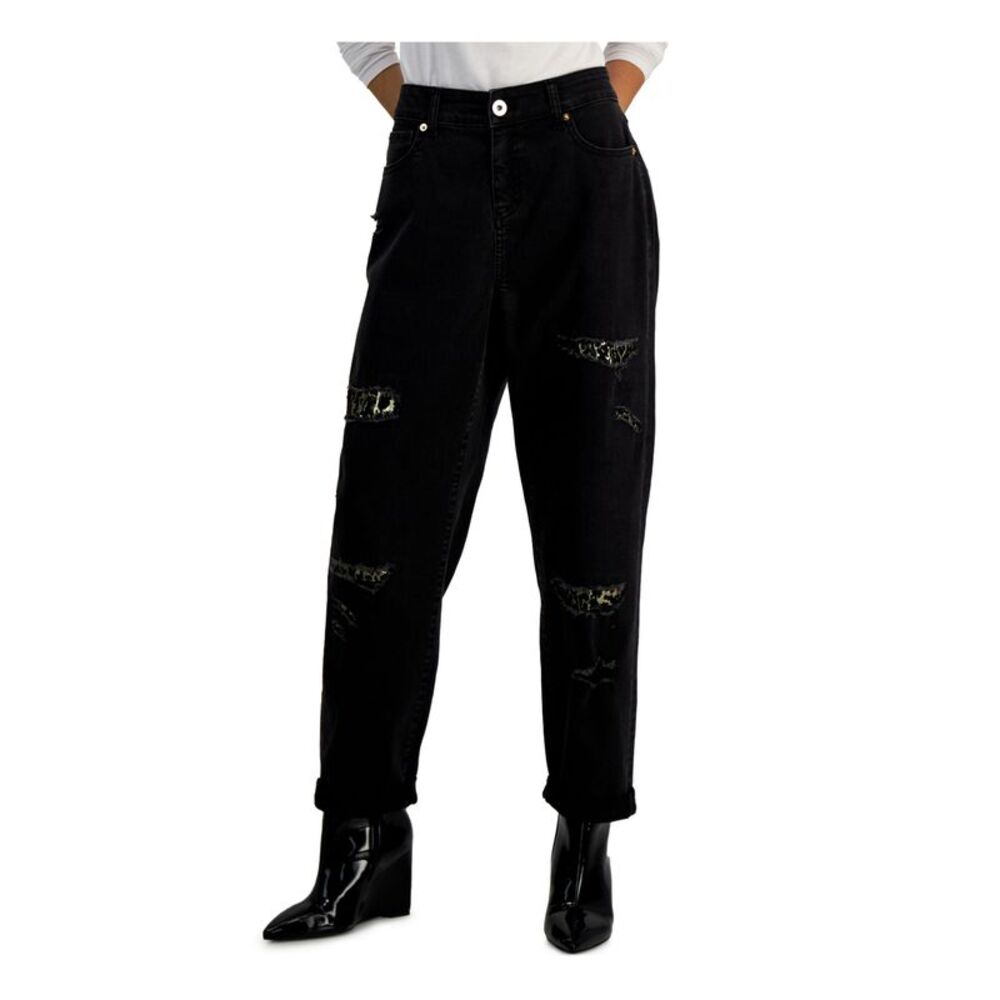 INC DENIM Womens Black Zippered Pocketed High Waist Jeans 8\29